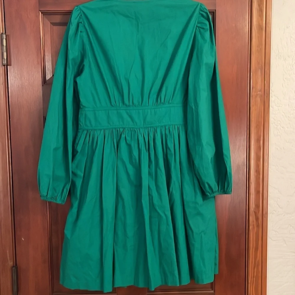 J. Crew Green Smocked Tie Front A-Line Dress size 10